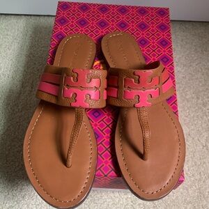 Only worn twice Tory Burch sandals Leigh tumbles sandal leather !